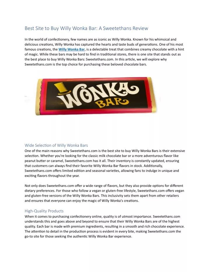 best site to buy willy wonka bar a sweetethans
