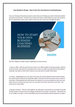 Dave Newberry Chicago - How to Start Your Own Business Coaching Business