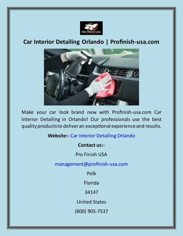 car interior detailing orlando profinish usa com