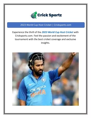 2023 World Cup Host Cricket  Cricksportz.com