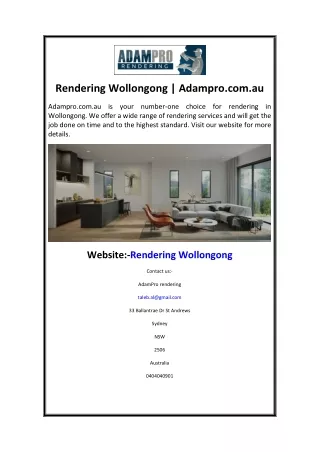 rendering wollongong adampro com au