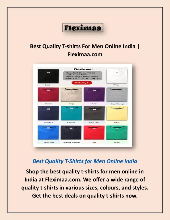 best quality t shirts for men online india