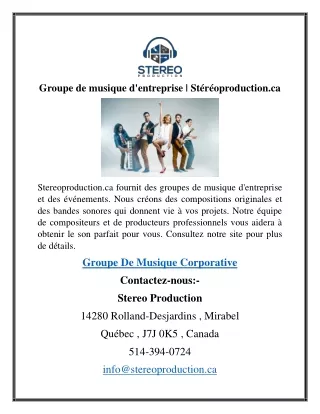 groupe de musique d entreprise st r oproduction ca