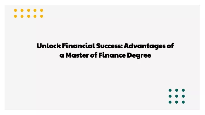 unlock financial success advantages of a master