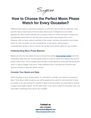 How to Choose the Perfect Moon Phase Watch for Every Occasion?
