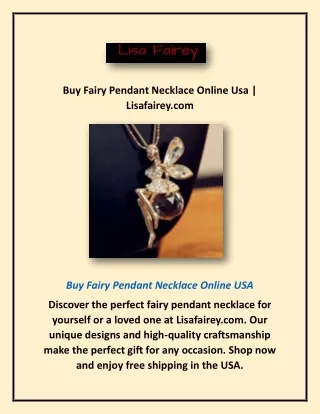 Buy Fairy Pendant Necklace Online Usa | Lisafairey.com