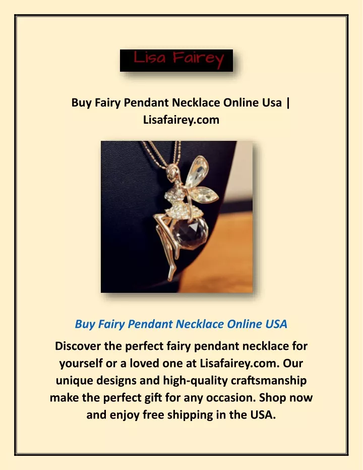 buy fairy pendant necklace online usa lisafairey