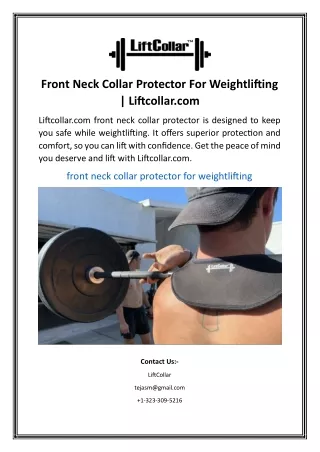 Front Neck Collar Protector For Weightlifting | Liftcollar.com