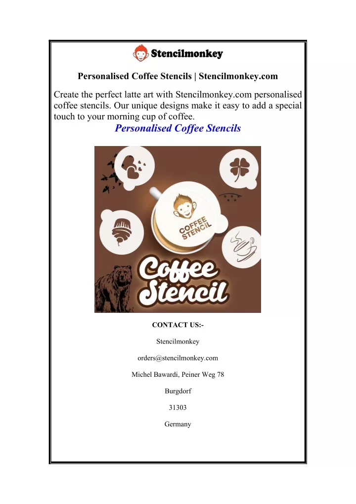 personalised coffee stencils stencilmonkey com