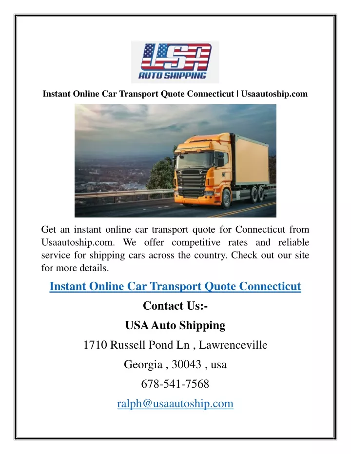 instant online car transport quote connecticut