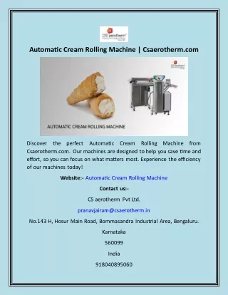 automatic cream rolling machine csaerotherm com