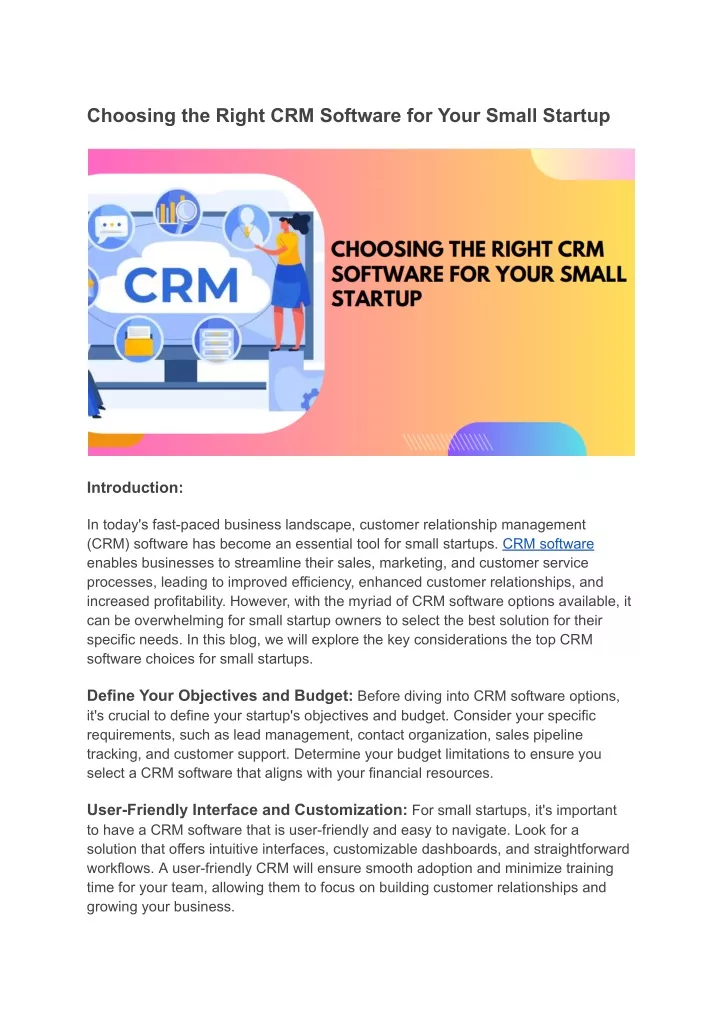 choosing the right crm software for your small