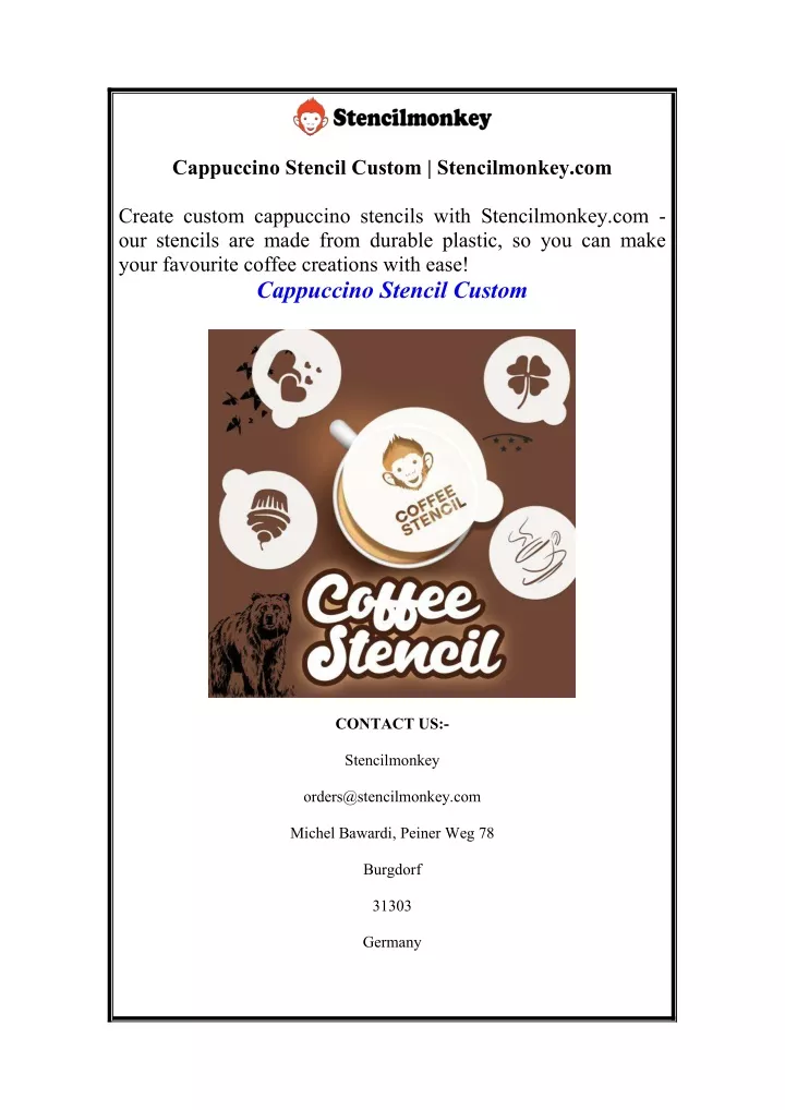 cappuccino stencil custom stencilmonkey com