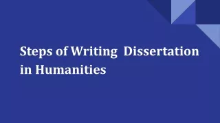 Steps of Writing  Dissertation in Humanities