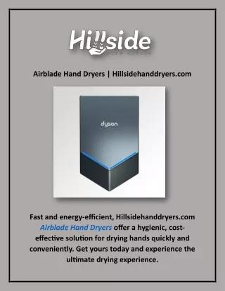 Airblade Hand Dryers | Hillsidehanddryers.com