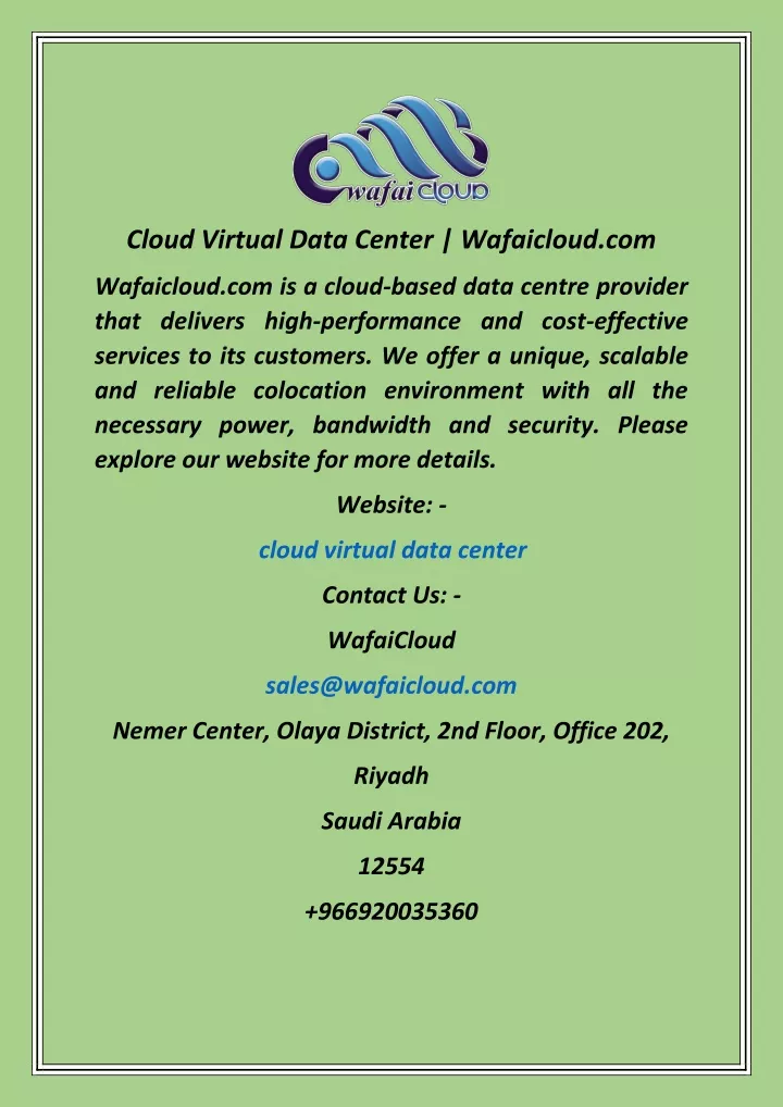 cloud virtual data center wafaicloud com