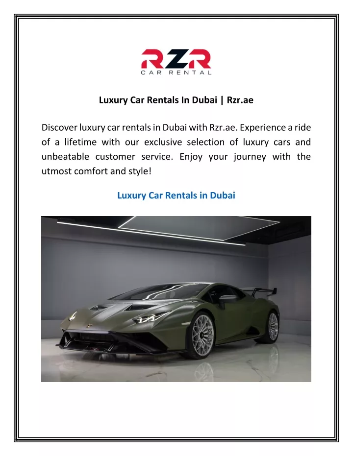 luxury car rentals in dubai rzr ae discover