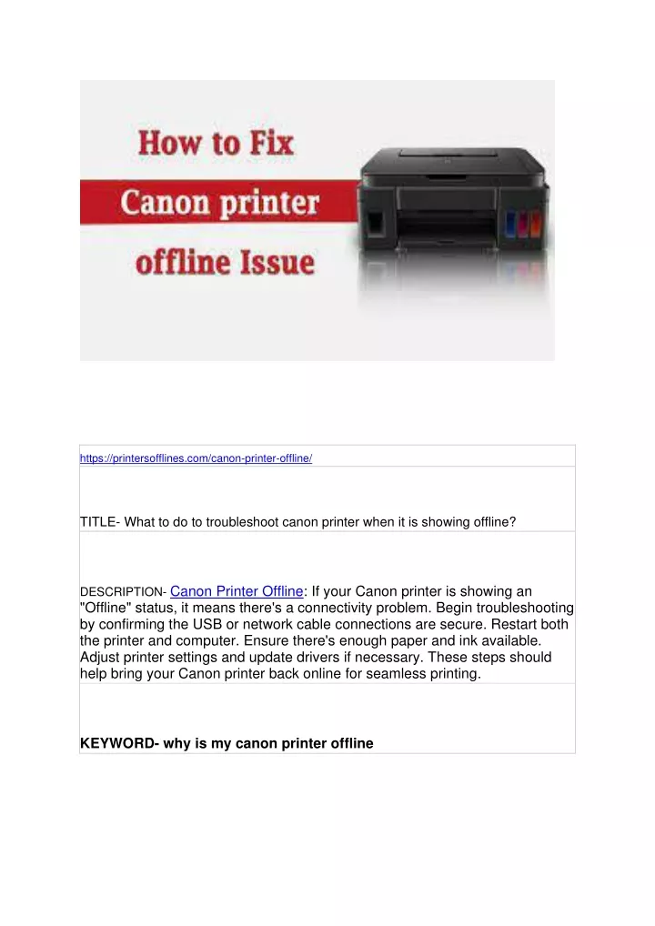 https printersofflines com canon printer offline