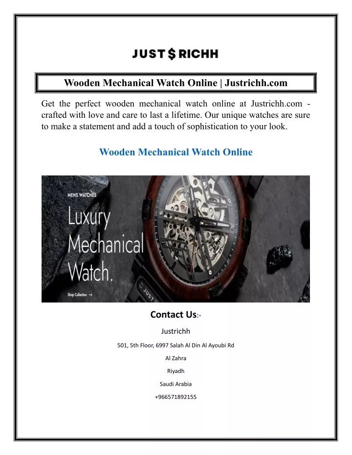 wooden mechanical watch online justrichh com