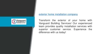 Exterior Home Installation Company Vanguardbuildingservices.com