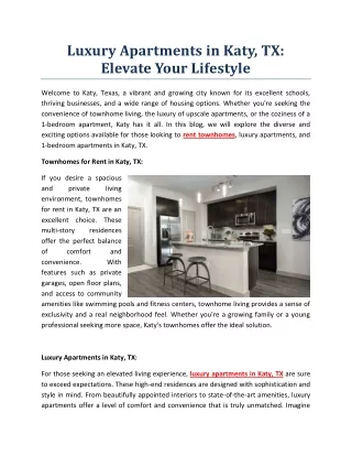 Luxury Apartments in Katy, TX - Elevate Your Lifestyle