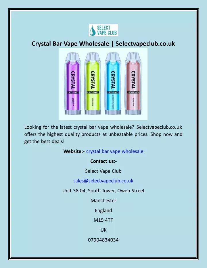 crystal bar vape wholesale selectvapeclub co uk