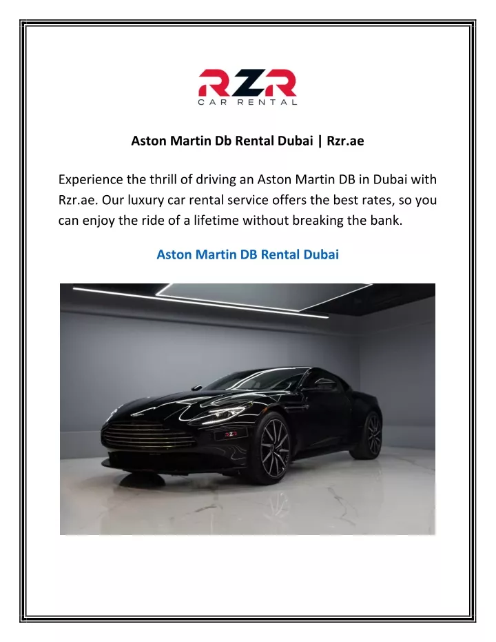 aston martin db rental dubai rzr ae experience