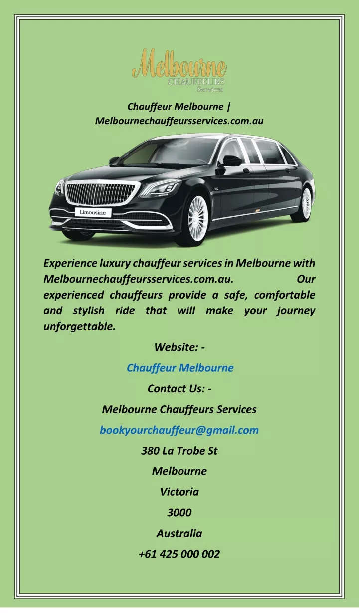 chauffeur melbourne melbournechauffeursservices