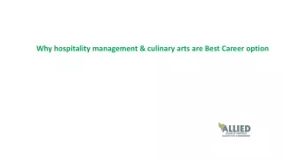 Why hospitality management & culinary arts are Best Career option