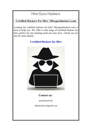 Certified Hackers For Hire  Hireguruhackers.com