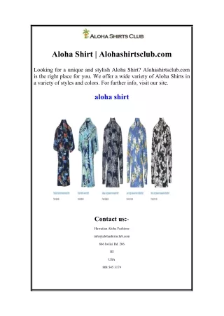 Aloha Shirt  Alohashirtsclub.com