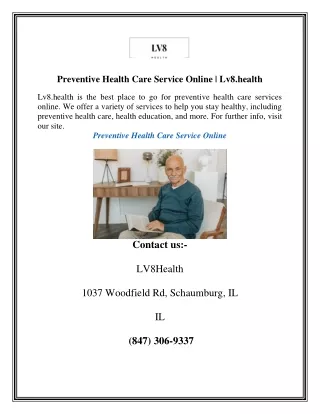 Preventive Health Care Service Online  Lv8.health