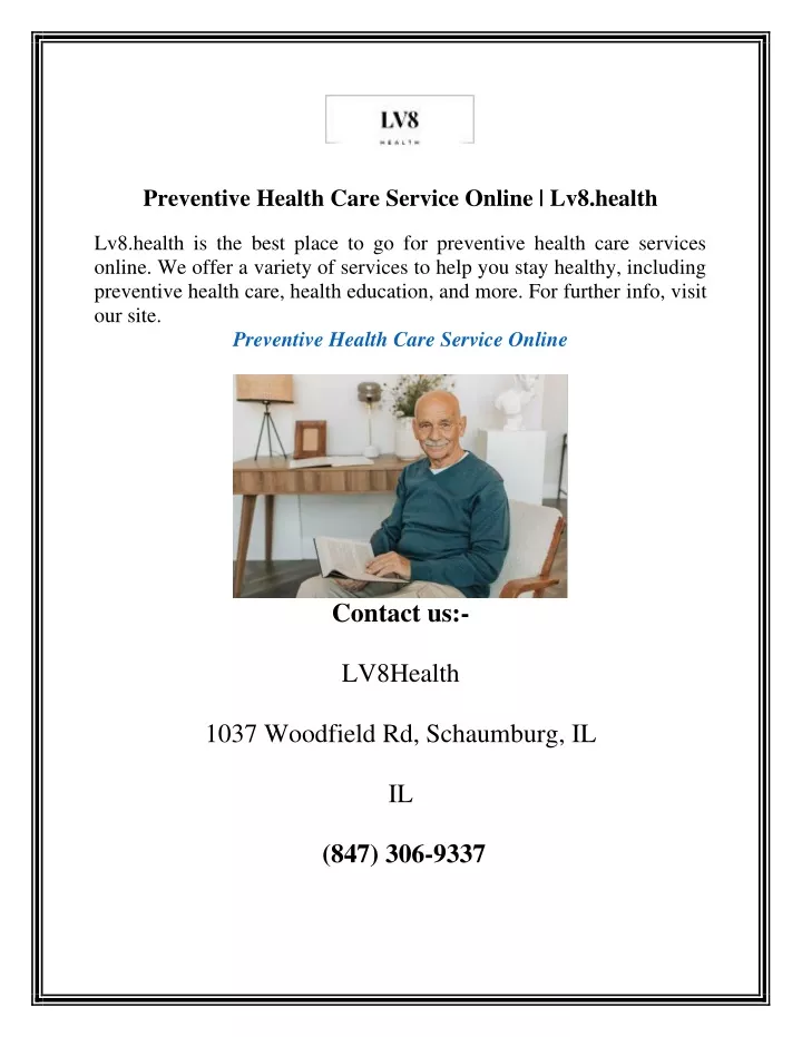 preventive health care service online lv8 health
