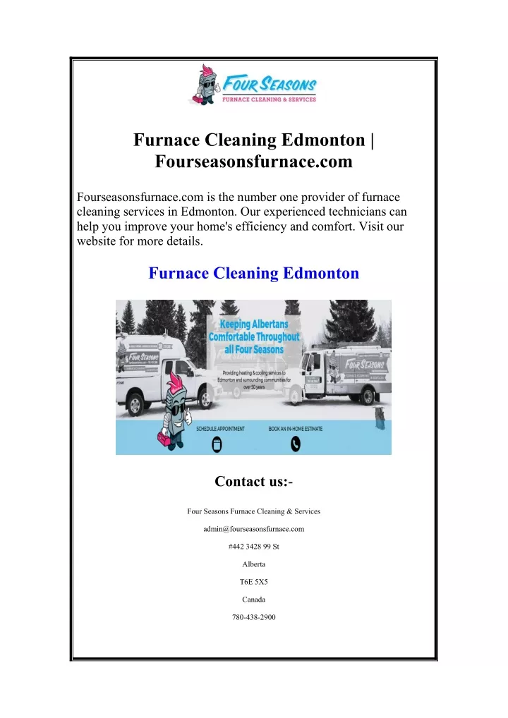 furnace cleaning edmonton fourseasonsfurnace com