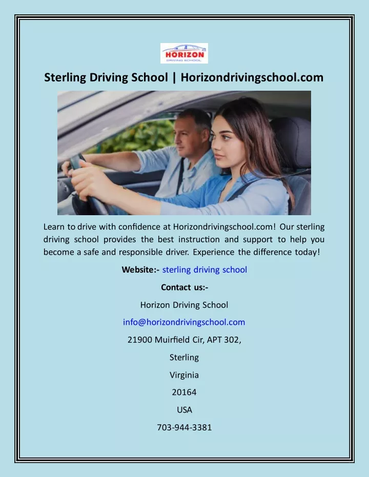 sterling driving school horizondrivingschool com