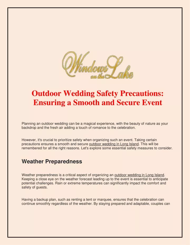 outdoor wedding safety precautions ensuring