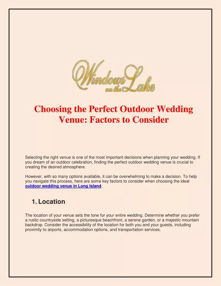 choosing the perfect outdoor wedding venue