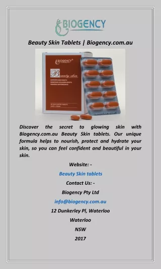 Beauty Skin Tablets  Biogency.com