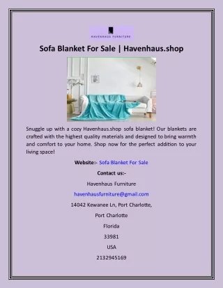 Sofa Blanket For Sale  Havenhaus.shop