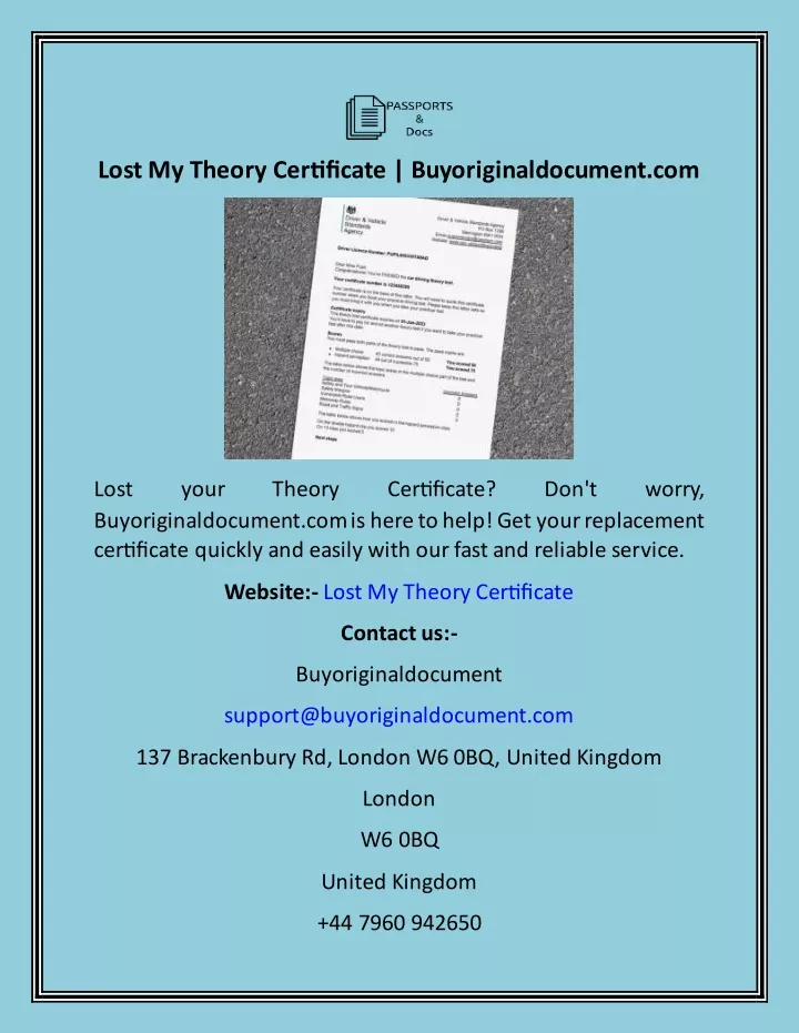 lost my theory certificate buyoriginaldocument com