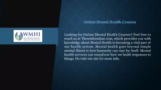 Online Mental Health Courses | Thewmhionline.com