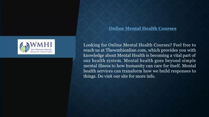 online mental health courses