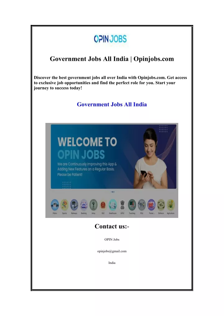 government jobs all india opinjobs com