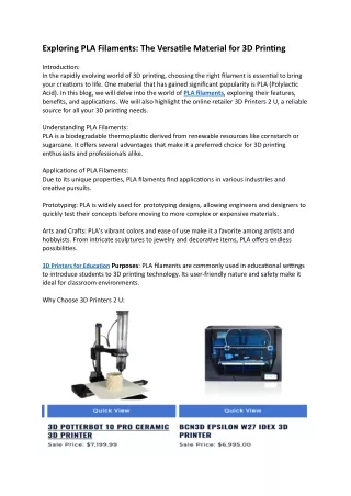 exploring pla filaments the versa8le material