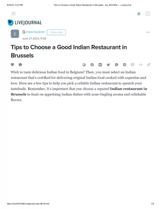 Tips to Choose a Good Indian Restaurant in Brussels