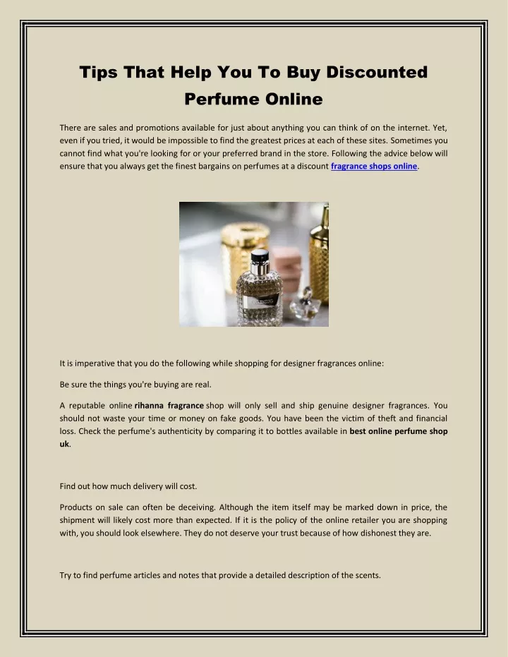 tips that help you to buy discounted perfume