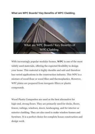 what are wpc boards key benefits of wpc cladding