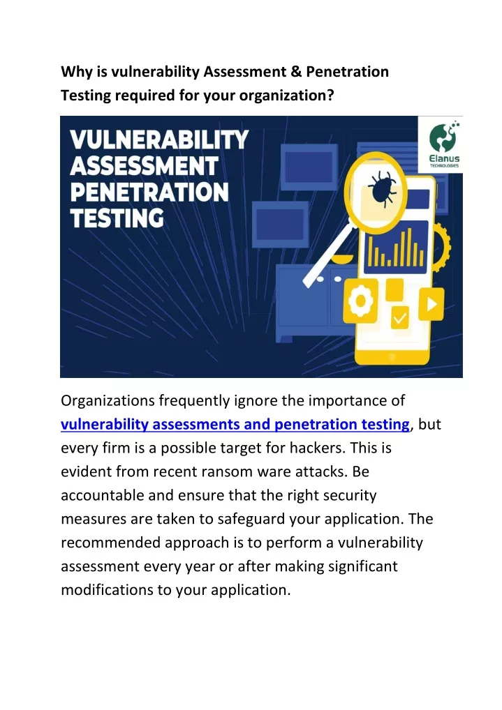 why is vulnerability assessment penetration