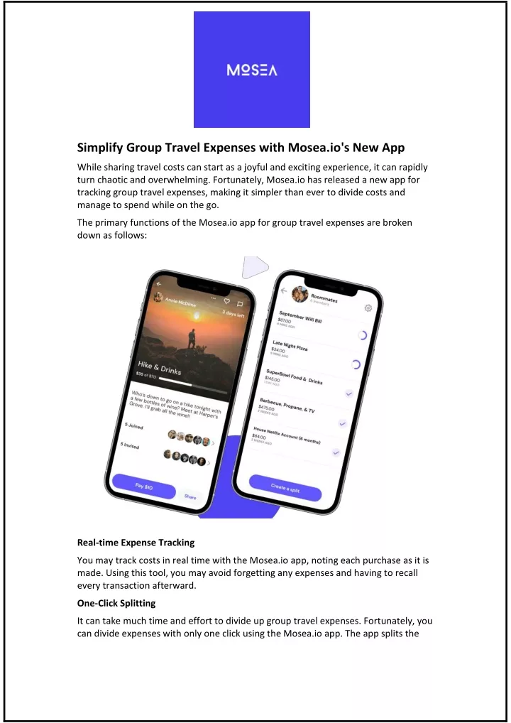 simplify group travel expenses with mosea