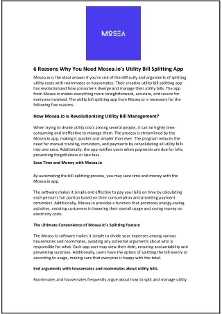 6 reasons why you need mosea io s utility bill